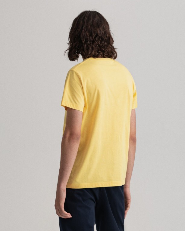 Gant Original Men's T-shirts Yellow | hUopD7wyLro