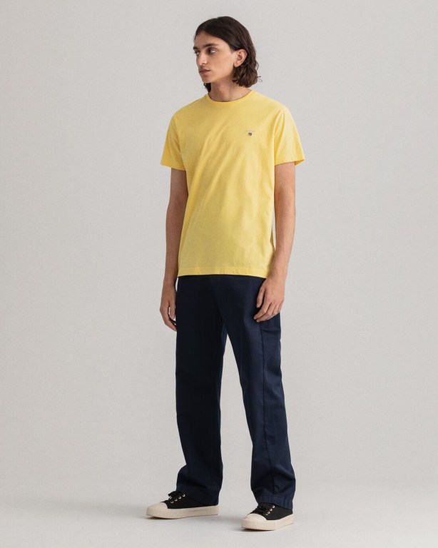 Gant Original Men's T-shirts Yellow | hUopD7wyLro