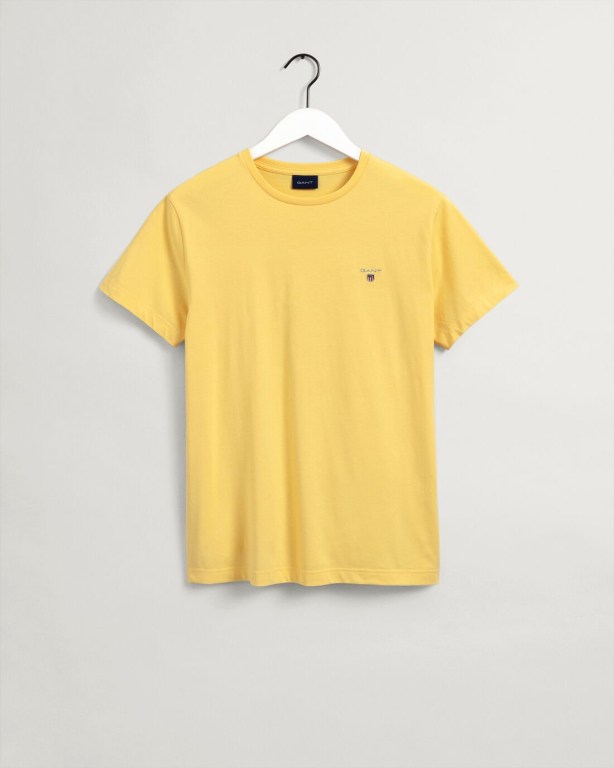 Gant Original Men's T-shirts Yellow | hUopD7wyLro