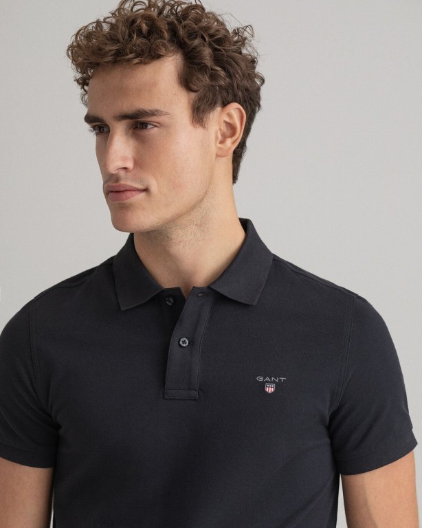 Gant Original Piqué Men's Polo Shirts Black | 1Kqtl0StTv5