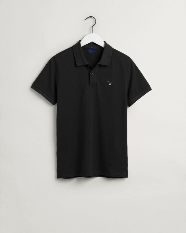 Gant Original Piqué Men's Polo Shirts Black | 1Kqtl0StTv5