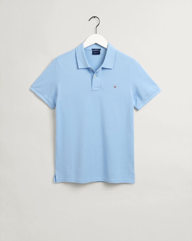 Gant Original Piqué Men's Polo Shirts Blue | N7lluRuOToB