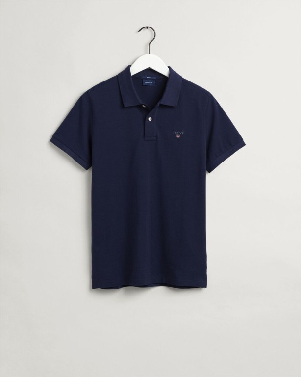 Gant Original Piqué Men's Polo Shirts Blue | n1L1i3XVfLs