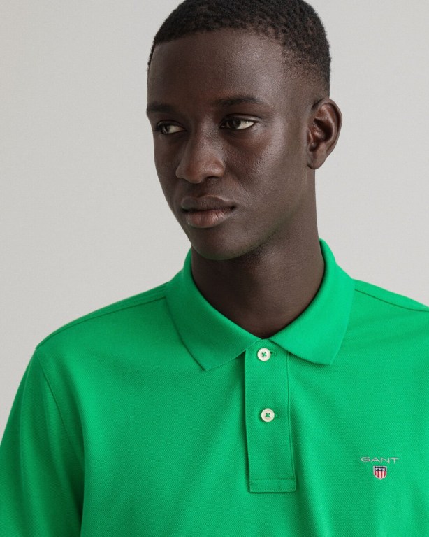 Gant Original Piqué Men's Polo Shirts Green | lyxw72V3ArW