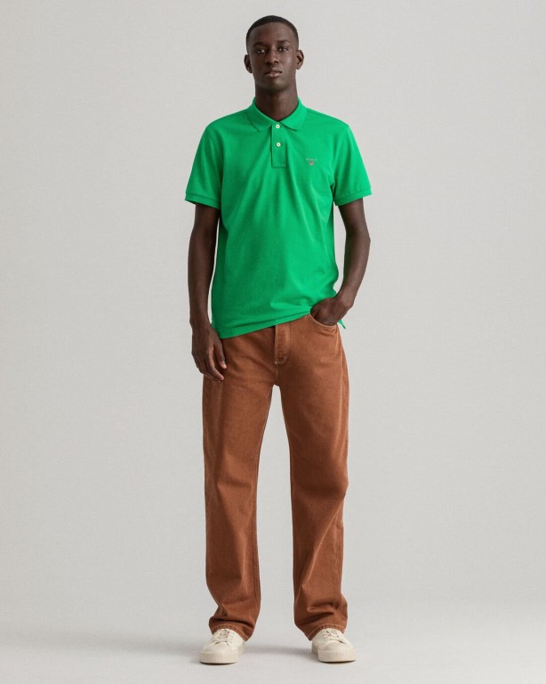 Gant Original Piqué Men's Polo Shirts Green | lyxw72V3ArW