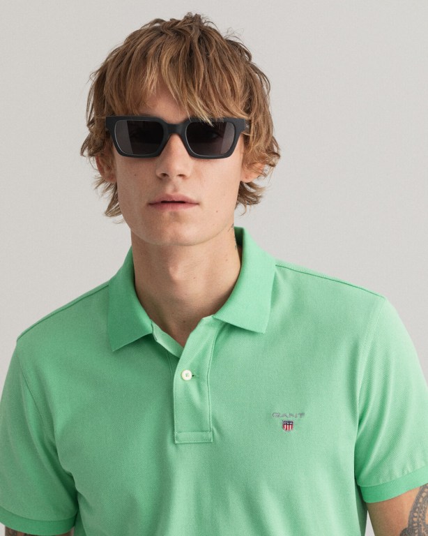 Gant Original Piqué Men's Polo Shirts Green | sEwA9PeGprA