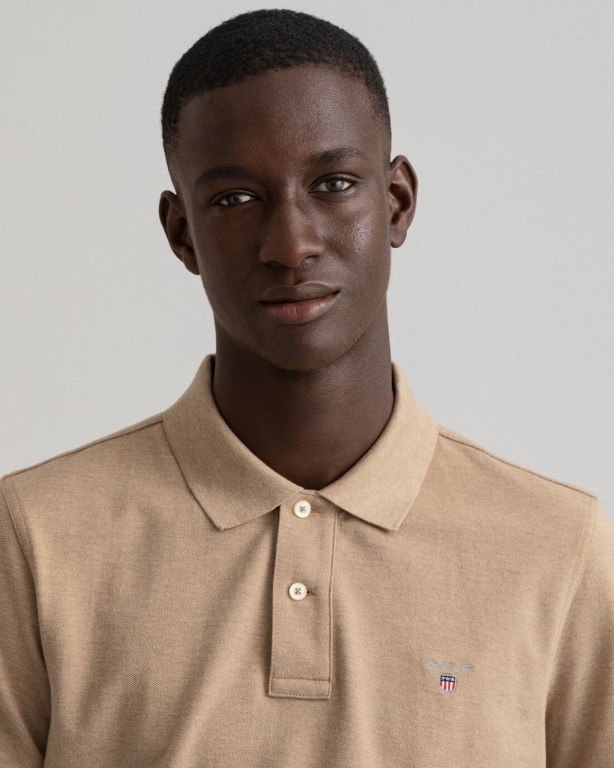 Gant Original Piqué Men's Polo Shirts Khaki | osqxJNAXsP3