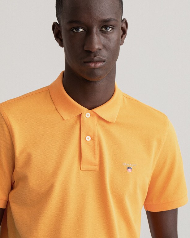 Gant Original Piqué Men's Polo Shirts Orange | l0dKeWtfxRB