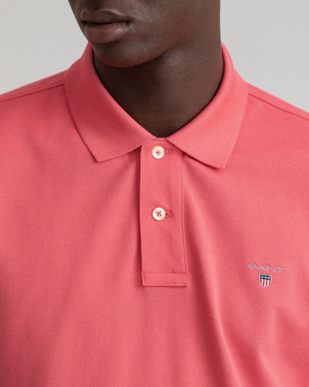 Gant Original Piqué Men's Polo Shirts Pink | 0DevZkSxG7e