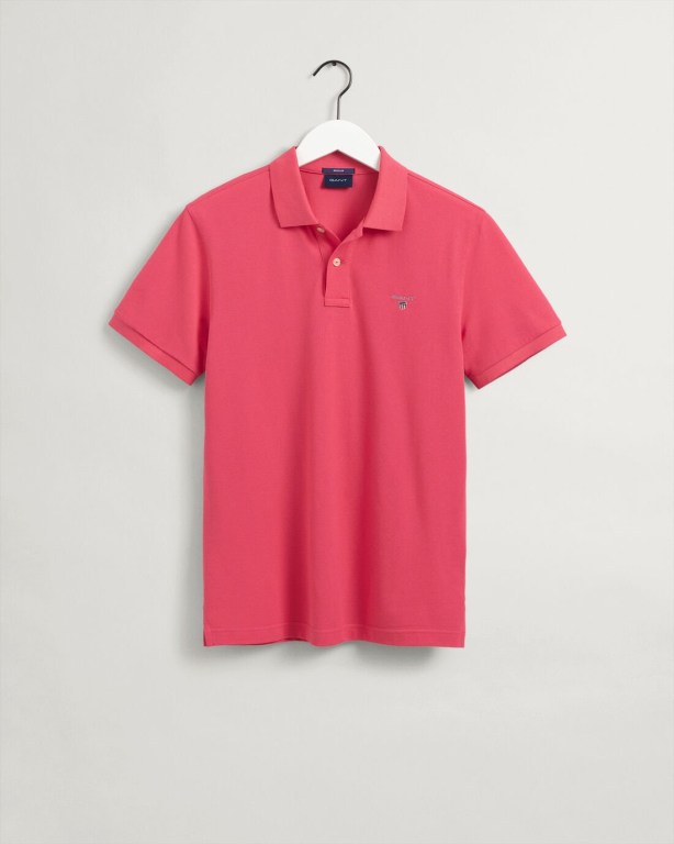 Gant Original Piqué Men's Polo Shirts Pink | 0DevZkSxG7e