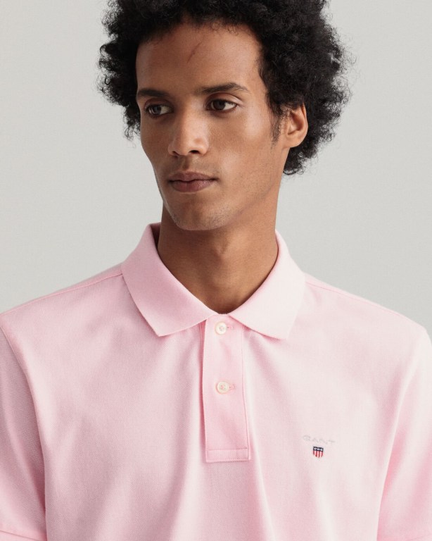 Gant Original Piqué Men's Polo Shirts Pink | lCZU9wkvca3