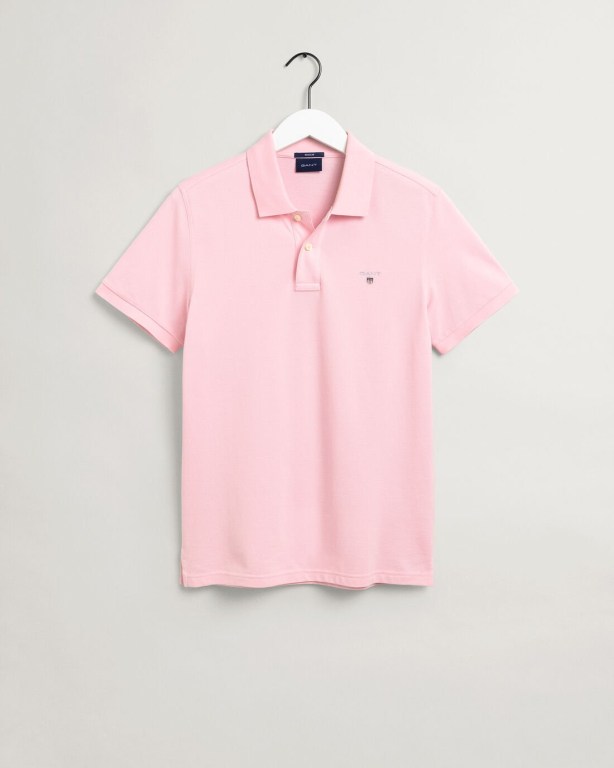 Gant Original Piqué Men's Polo Shirts Pink | lCZU9wkvca3