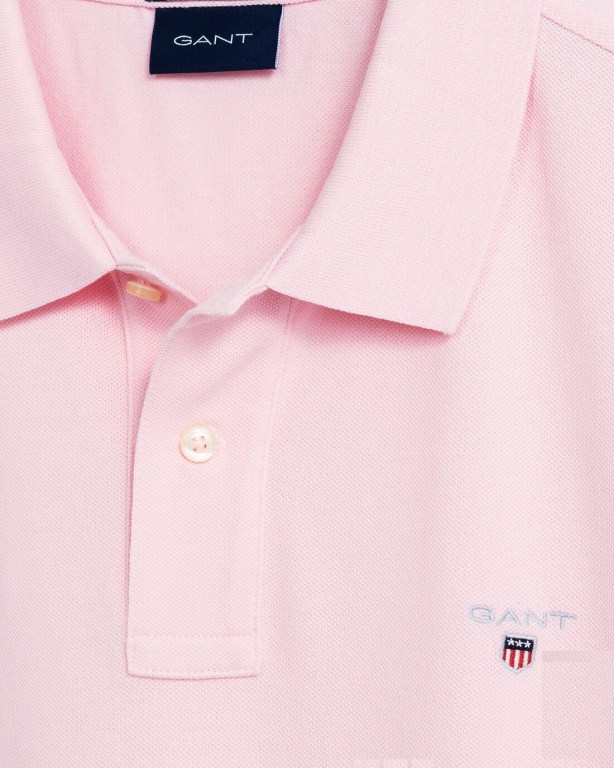 Gant Original Piqué Men's Polo Shirts Pink | lCZU9wkvca3