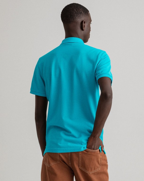 Gant Original Piqué Men's Polo Shirts Turquoise | jX5SLioElr2