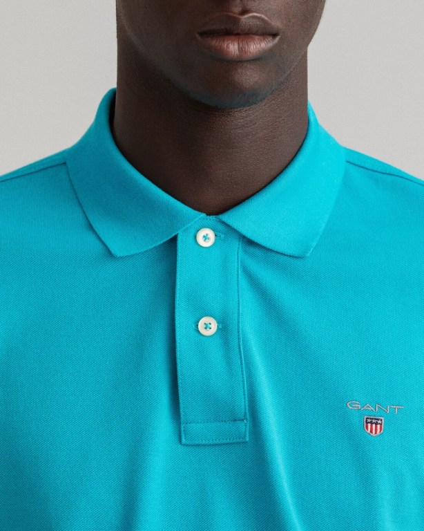 Gant Original Piqué Men's Polo Shirts Turquoise | jX5SLioElr2