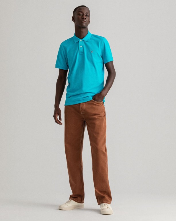 Gant Original Piqué Men's Polo Shirts Turquoise | jX5SLioElr2