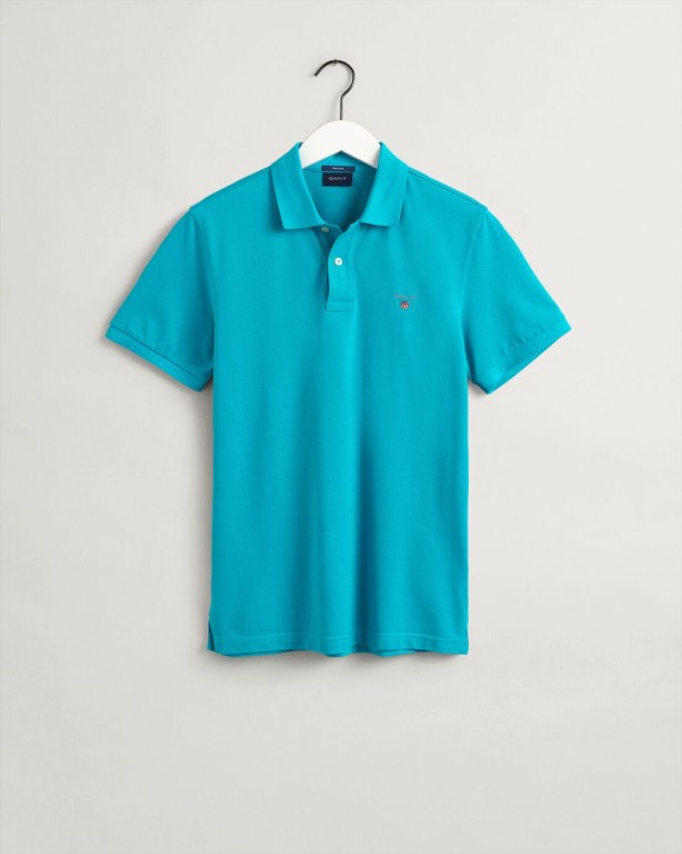 Gant Original Piqué Men's Polo Shirts Turquoise | jX5SLioElr2