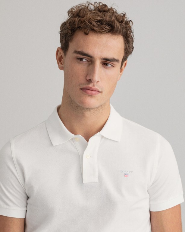 Gant Original Piqué Men's Polo Shirts White | Q6NUk7701hm