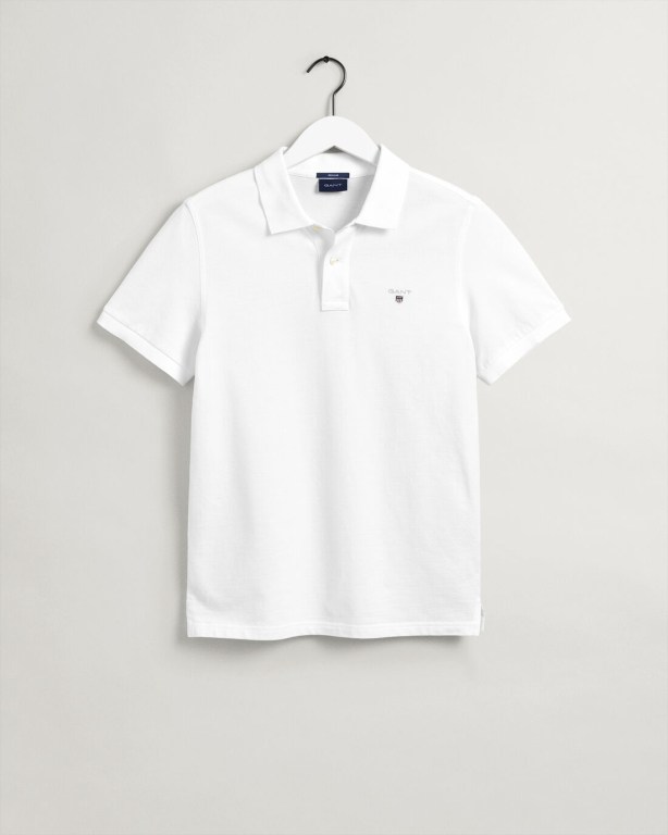 Gant Original Piqué Men's Polo Shirts White | Q6NUk7701hm