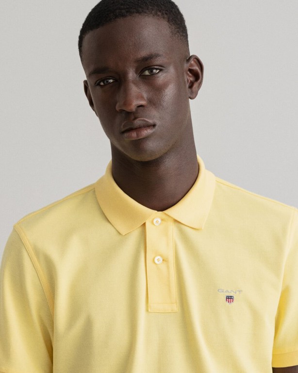 Gant Original Piqué Men's Polo Shirts Yellow | Bkk5LRrcsta