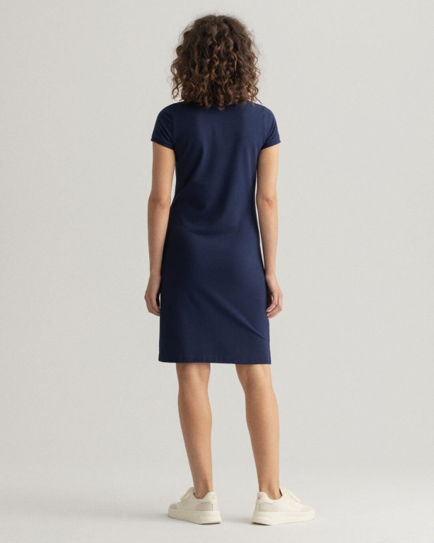 Gant Original Piqué Polo Women's Dresses Blue | EflZv7tlAl3