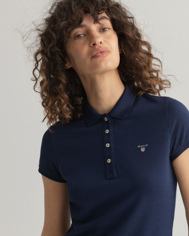 Gant Original Piqué Polo Women's Dresses Blue | EflZv7tlAl3