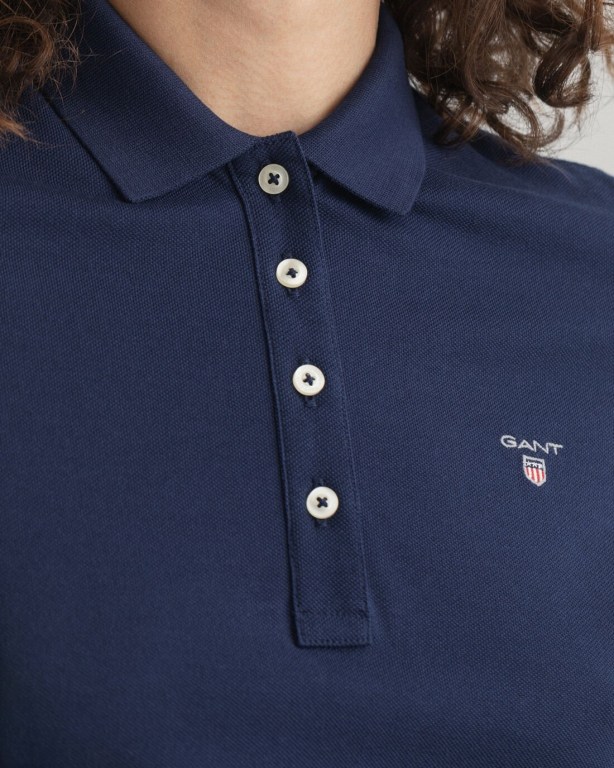 Gant Original Piqué Polo Women's Dresses Blue | EflZv7tlAl3