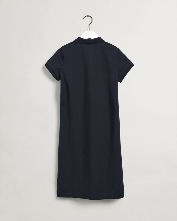 Gant Original Piqué Polo Women's Dresses Blue | EflZv7tlAl3