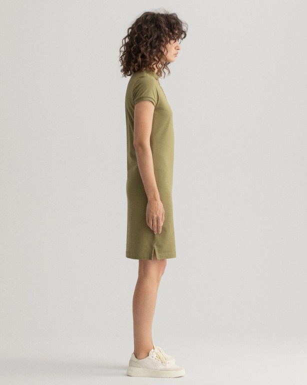 Gant Original Piqué Polo Women's Dresses Green | SdsrzlPw6zx