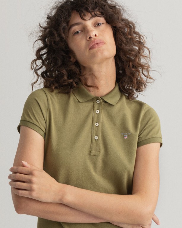 Gant Original Piqué Polo Women's Dresses Green | SdsrzlPw6zx