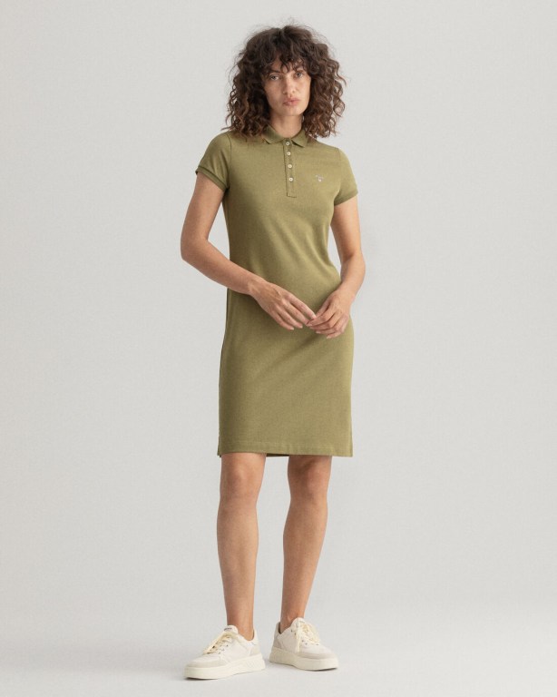 Gant Original Piqué Polo Women's Dresses Green | SdsrzlPw6zx