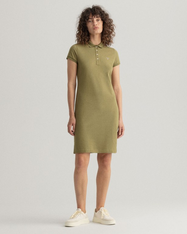 Gant Original Piqué Polo Women\'s Dresses Green | SdsrzlPw6zx