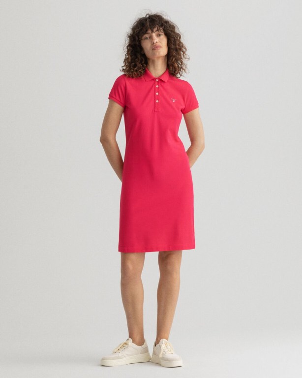 Gant Original Piqué Polo Women's Dresses Orange Pink | u2UxG7yICxN