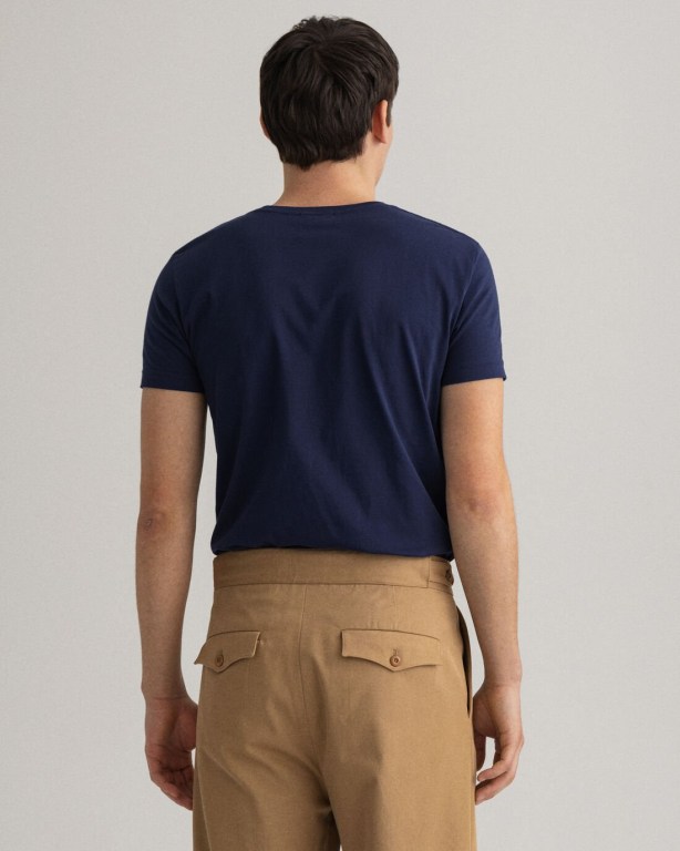 Gant Original Slim Fit Men's T-shirts Blue | jSz95iNAezw