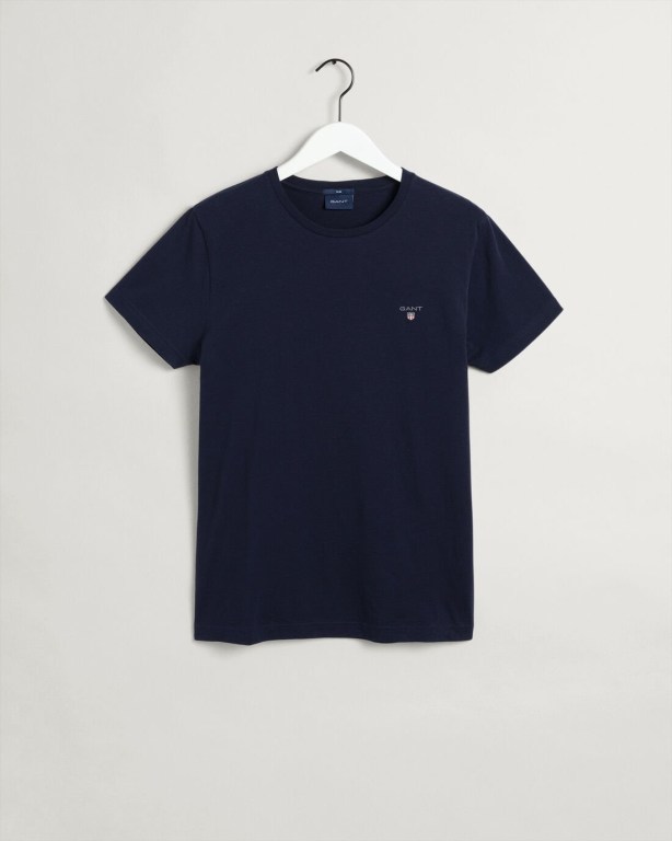 Gant Original Slim Fit Men's T-shirts Blue | jSz95iNAezw