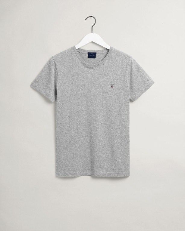 Gant Original Slim Fit Men's T-shirts Light Grey | aJqNZBNFN4w