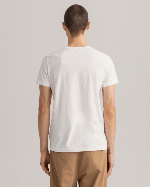 Gant Original Slim Fit Men's T-shirts White | OLh4z7JtTJW