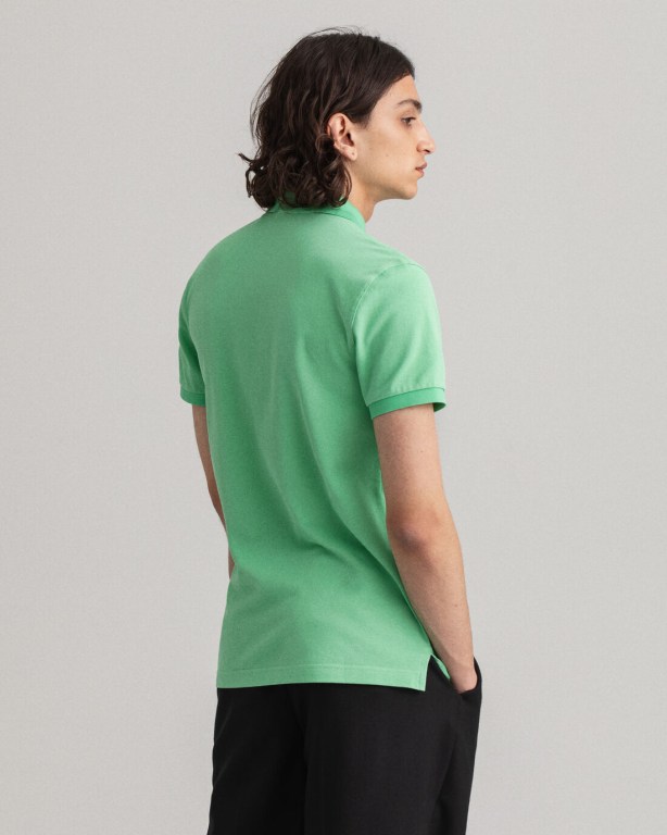 Gant Original Slim Fit Piqué Men's Polo Shirts Green | JluZJjr9LOp