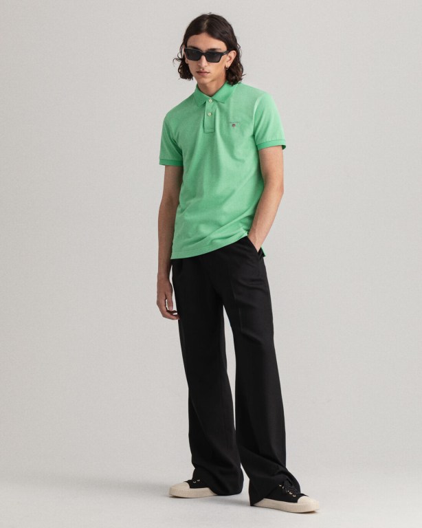 Gant Original Slim Fit Piqué Men's Polo Shirts Green | JluZJjr9LOp