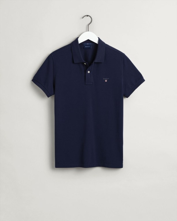 Gant Original Slim Fit Piqué Men's Polo Shirts Blue | iogDchBmVRj