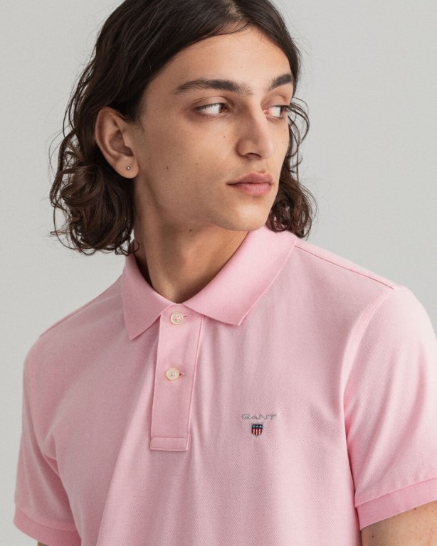 Gant Original Slim Fit Piqué Men's Polo Shirts Pink | uxYz8i1g5tM