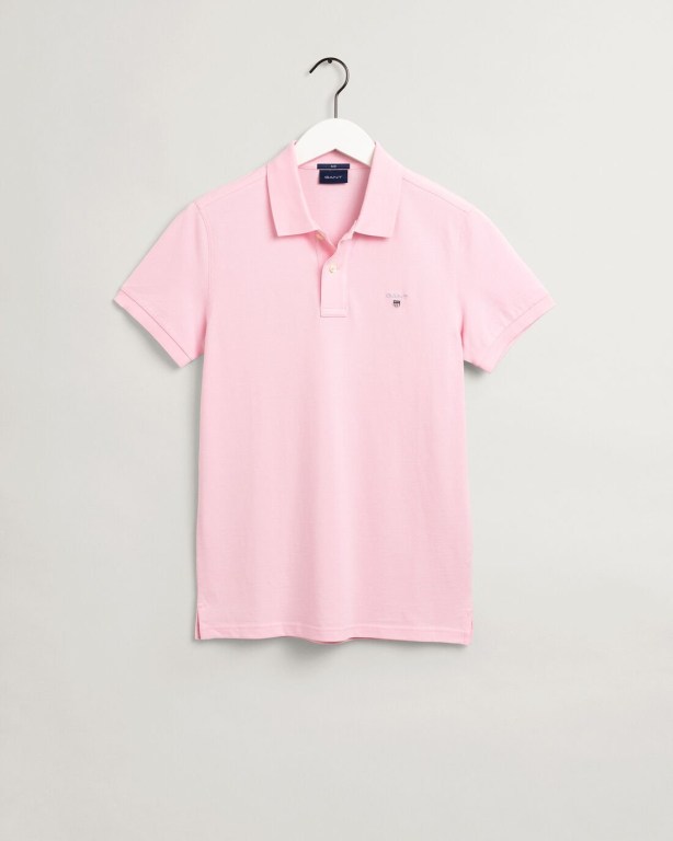 Gant Original Slim Fit Piqué Men's Polo Shirts Pink | uxYz8i1g5tM