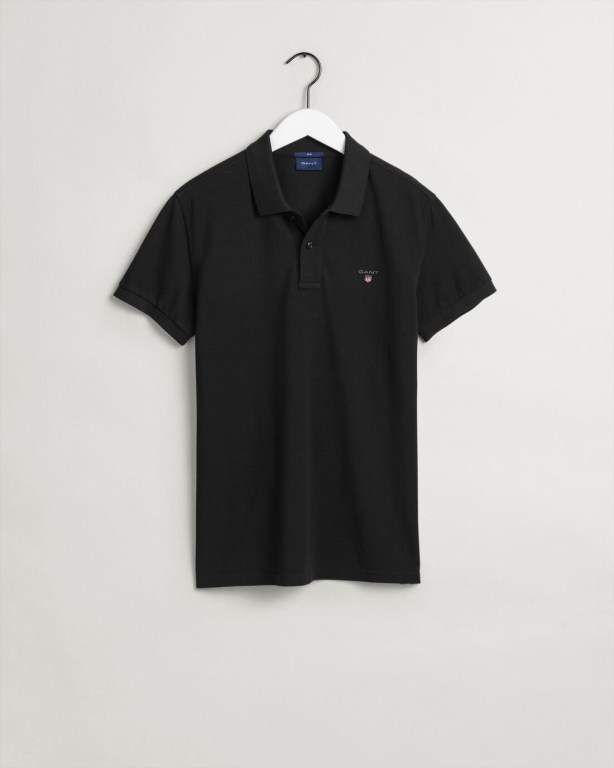 Gant Original Slim Fit Piqué Men's Polo Shirts Black | vsvdwCG4jic