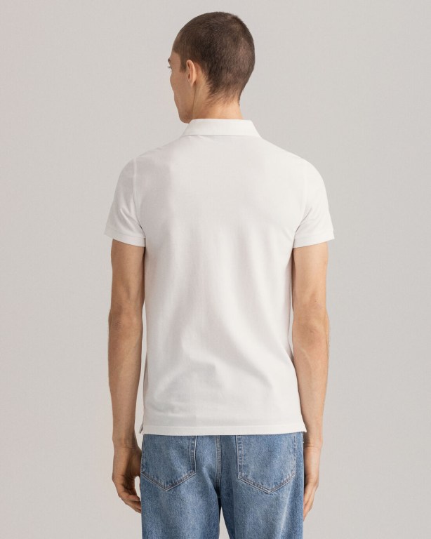 Gant Original Slim Fit Piqué Men's Polo Shirts White | zKy9FhP4ovG