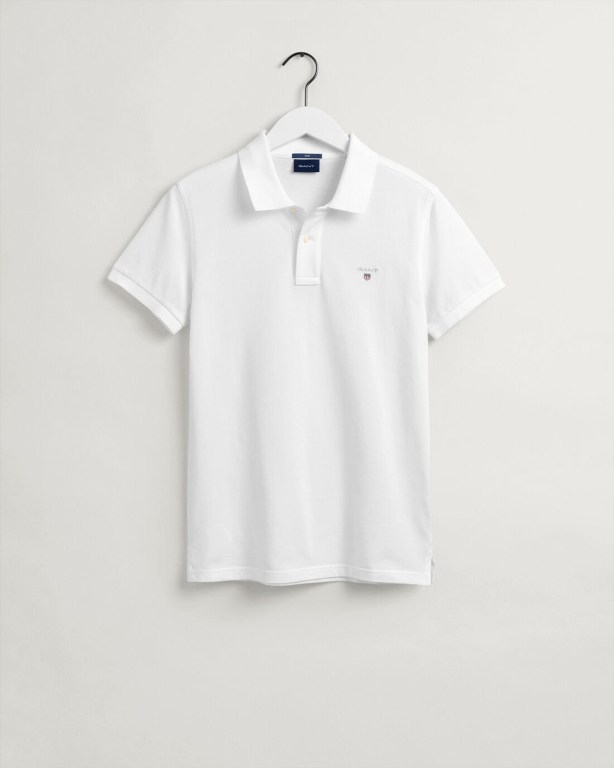 Gant Original Slim Fit Piqué Men's Polo Shirts White | zKy9FhP4ovG