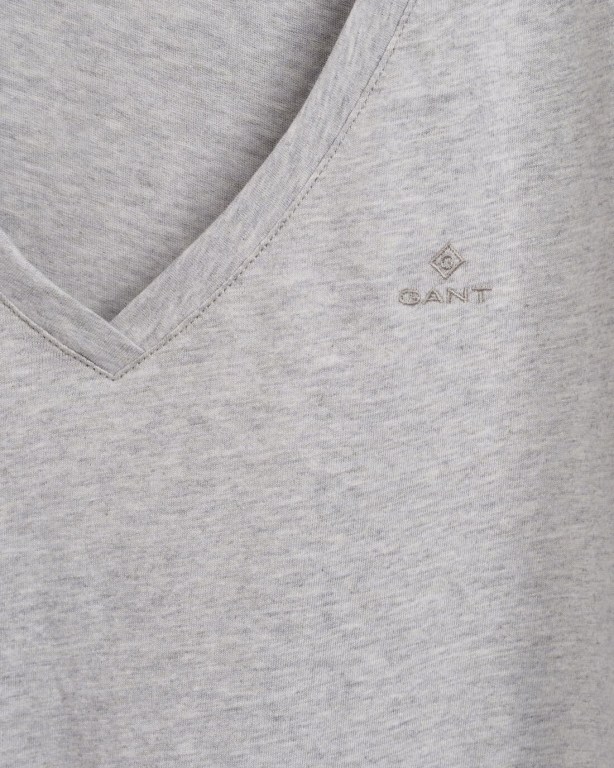 Gant Original V-Neck Women's T-shirts Light Grey | PtbWHP4aOAQ