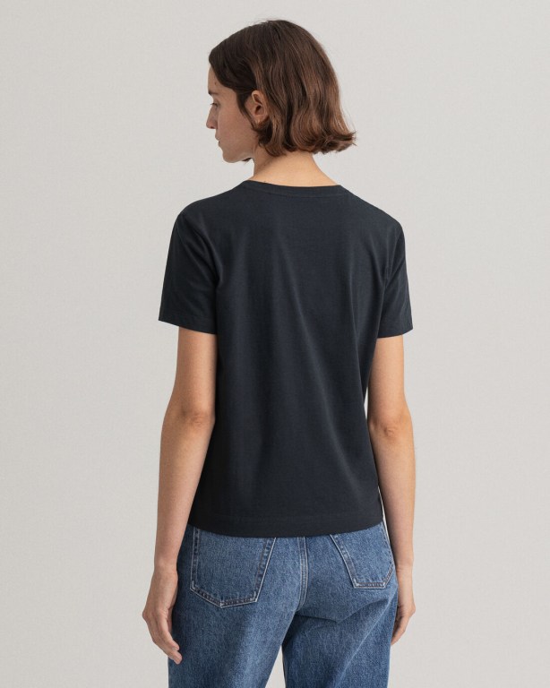 Gant Original Women's T-shirts Black | c9NonlXrRU8