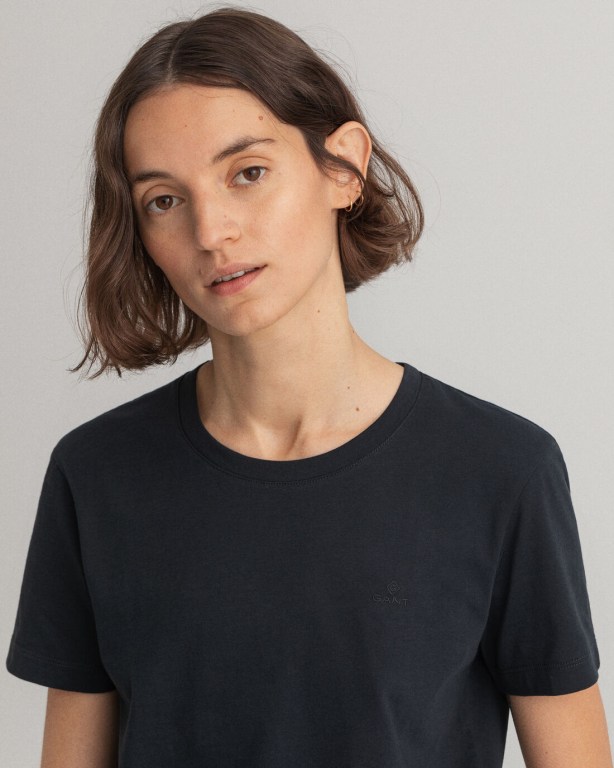 Gant Original Women's T-shirts Black | c9NonlXrRU8