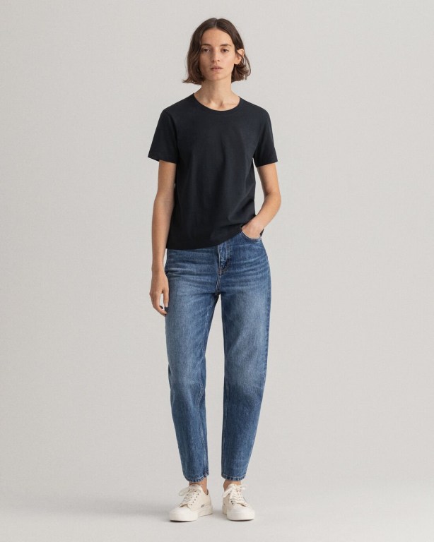 Gant Original Women's T-shirts Black | c9NonlXrRU8