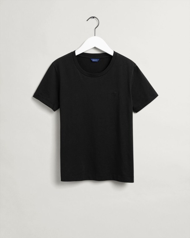 Gant Original Women's T-shirts Black | c9NonlXrRU8